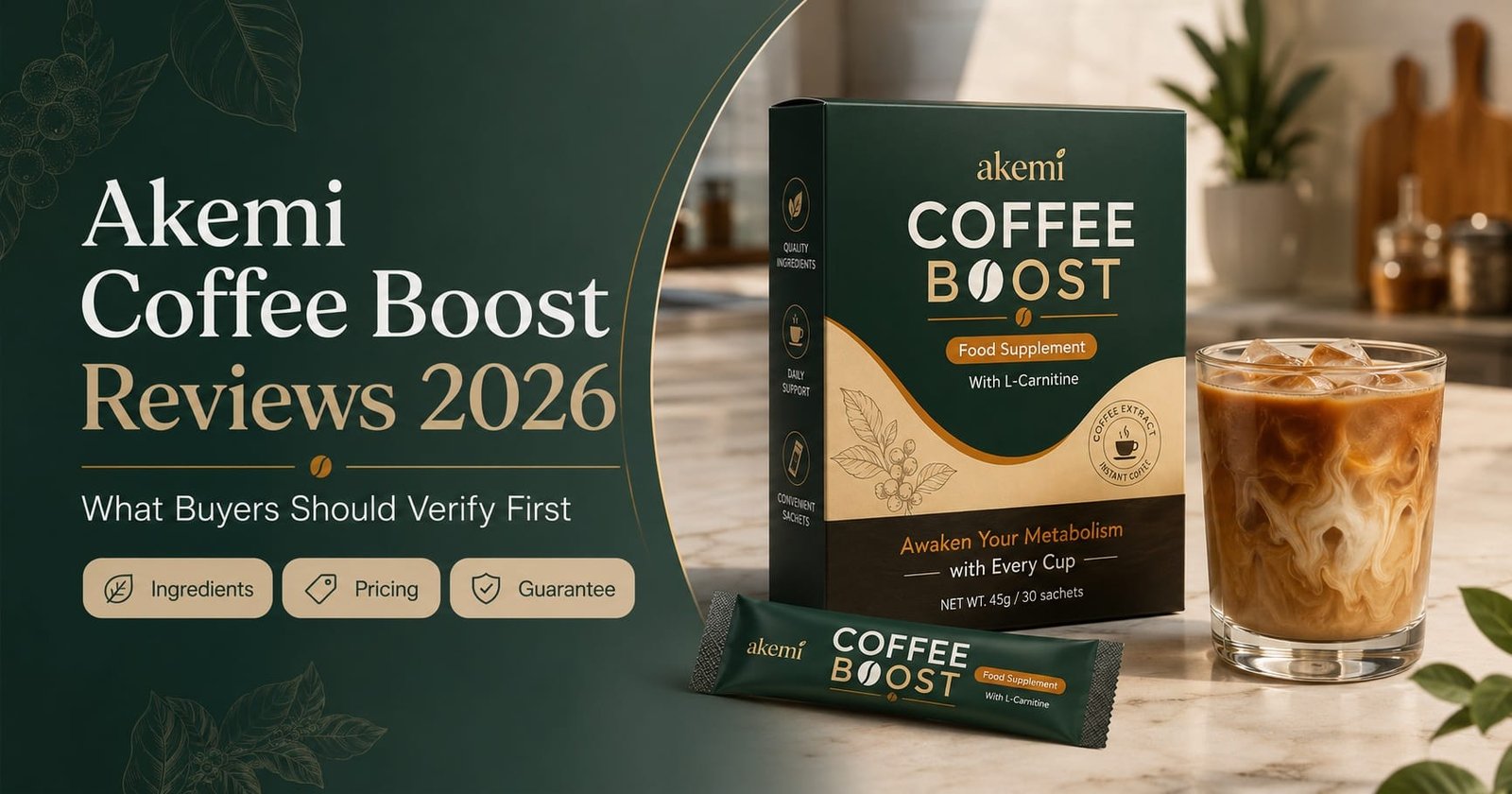 Akemi Boost Coffee displayed with a prepared coffee