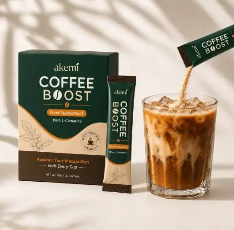 Akemi sachet being poured into coffee